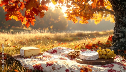 Autumn Cottagecore Picnic with Vintage Quilt and Cheese Board in Maple Grove