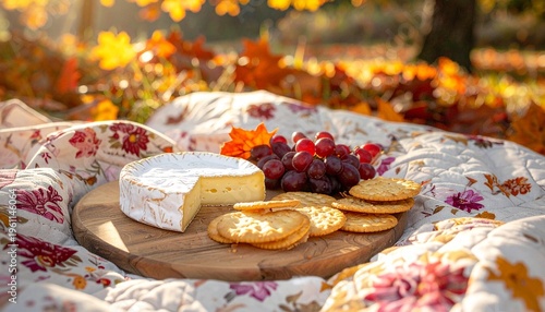 Autumn Cottagecore Picnic with Vintage Quilt and Cheese Board in Maple Grove