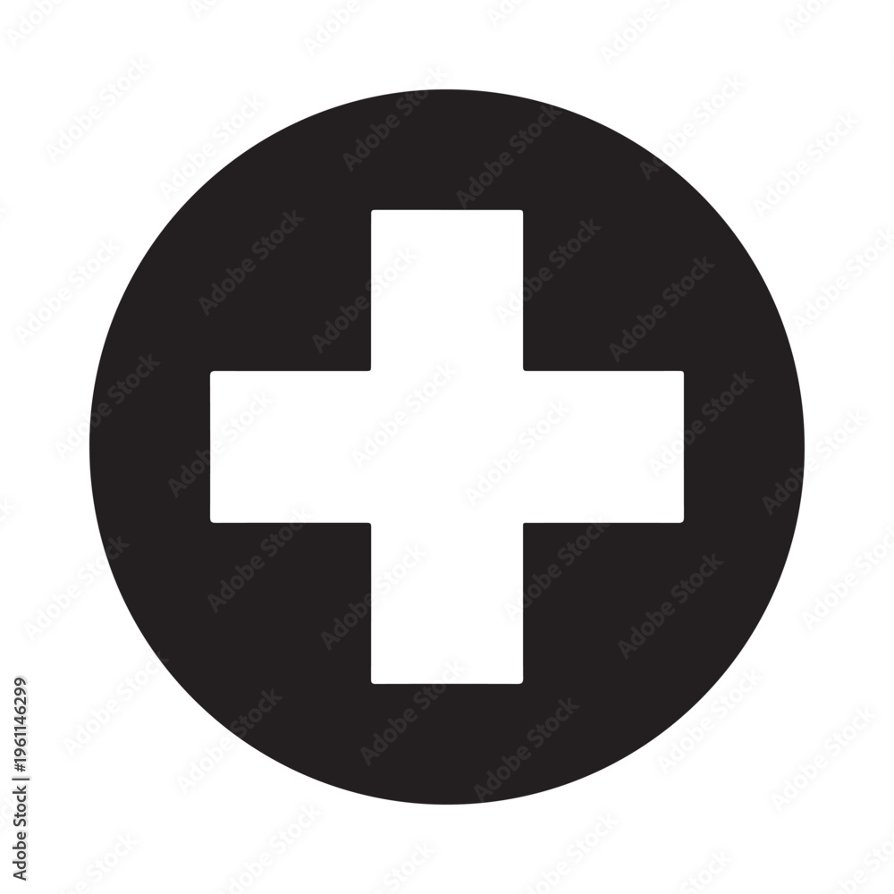 Fototapeta premium Vector graphic illustration of a white cross on a black circle