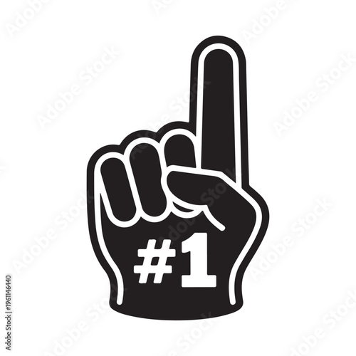 Vector graphic of a foam finger with number one symbol