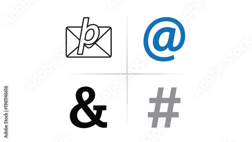 Collection of common symbols used in email addresses and social media handles