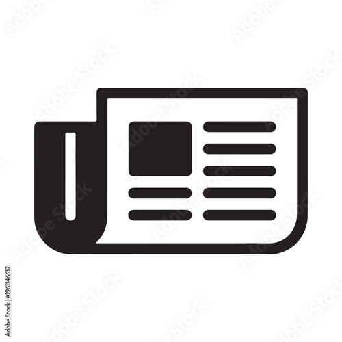 Vector illustration of a black and white newspaper icon design