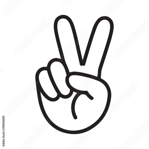 Vector graphic illustration of a hand making peace sign gesture