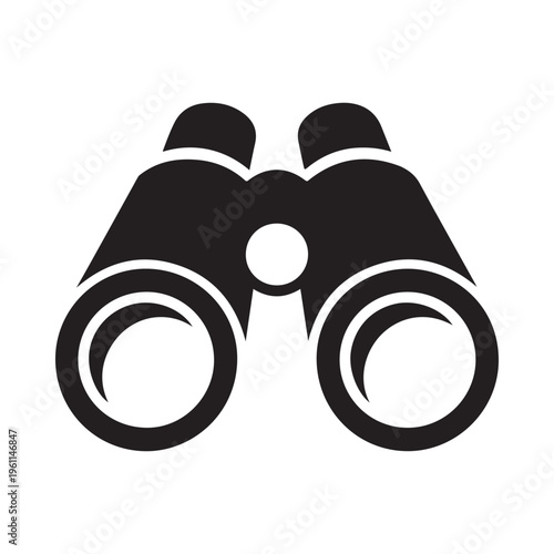 Black vector illustration of binoculars on a white background for design and graphic use