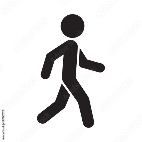 Black vector graphic illustration of a stick figure running quickly