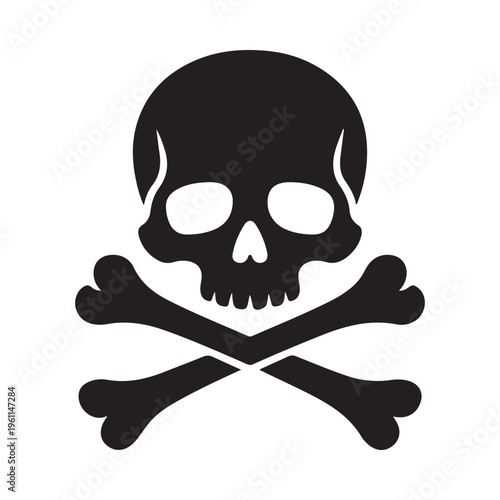 Black skull and crossbones symbol on white background vector graphic