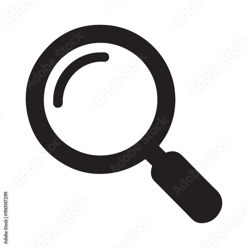 Black vector magnifying glass icon for search and investigation purposes