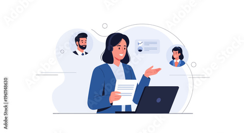 Customer service agent with headset and laptop, connecting with clients online