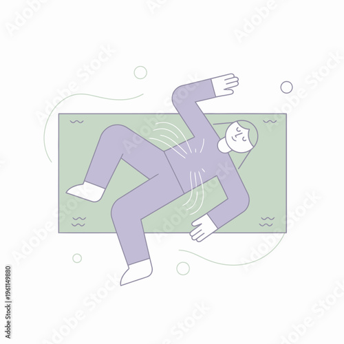 Man Sleeping Peacefully on Back with Arms Relaxed.