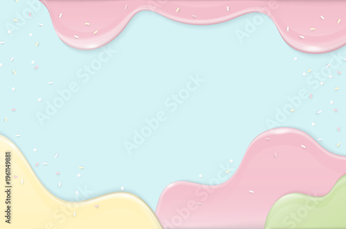 Pastel melting cream with sprinkles background