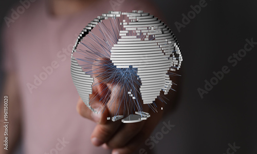 Abstract 3D world map with ...