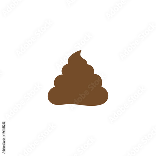 Poop emoji silhouette vector flat illustration design.