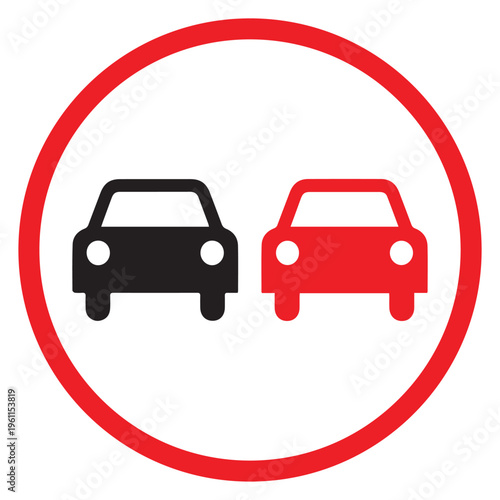 No overtaking sign No overtaking road traffic sign icon vector Illustrations