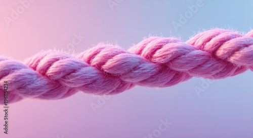 Close-up of a thick, textured pink cord twisted against a soft gradient background