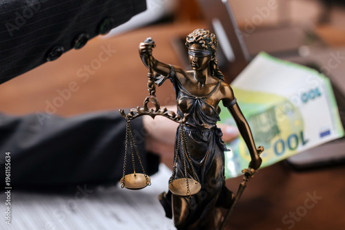 Obraz na plátne Hand passing cash across lawyer's desk