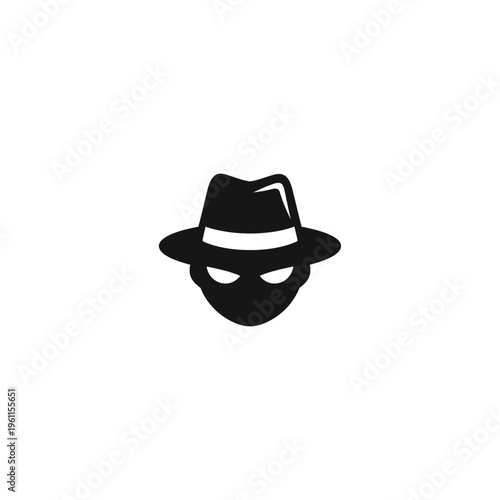 Mystery Spy Face with Hat Icon – Anonymous Identity and Cyber Security Concept