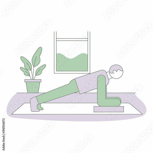 Person performing a plank exercise on a mat.