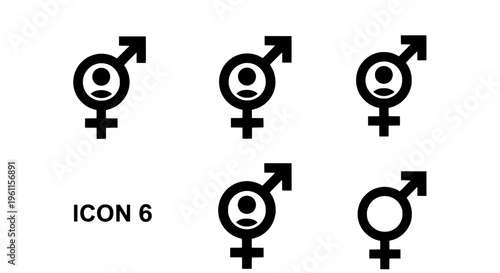 Gender symbol set with various male female icons combined, black featuring icon, vector, illustration with graphic and resource elements for sign,