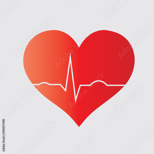 Heart with ECG Pulse Line – Love, Life and Health Concept Illustration