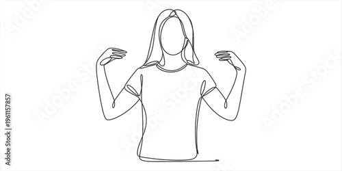 woman gesturing with hands, faceless illustration