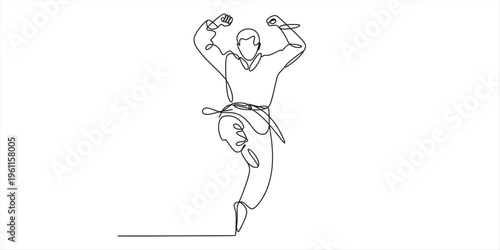 martial arts, man in karate uniform kicking and punching