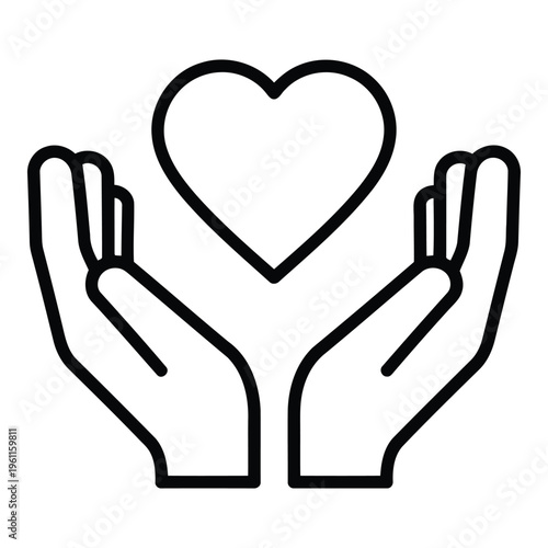 Hands holding a heart symbol.