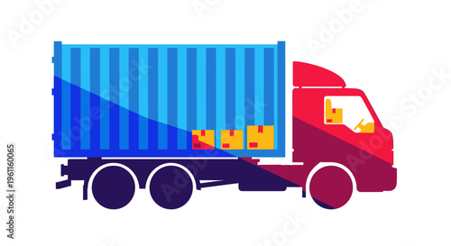 Vibrant truck transporting colorful cargo containers efficiently Vector Art