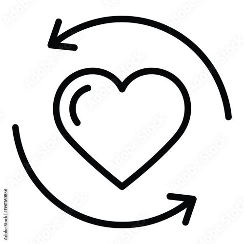 Heart with circular arrows symbol.