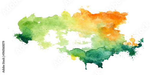 An abstract watercolor world map illustration featuring colorful paint splashes across a global geography design of continents and countries