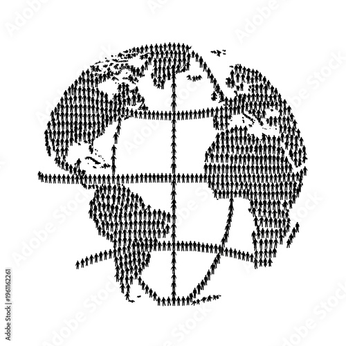 Globe made of small dots.