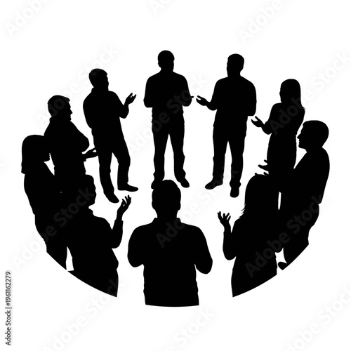 Group of people in discussion circle.
