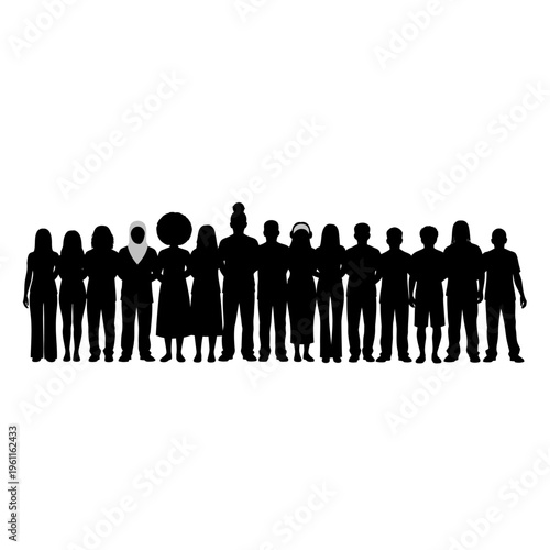 Diverse group of people standing together.