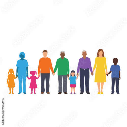 Diverse group of people standing together.