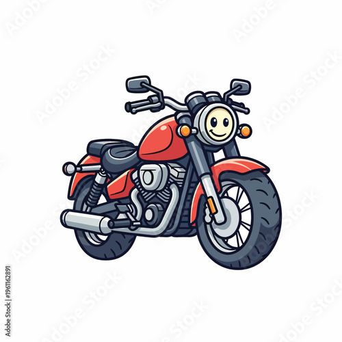 Red Cartoon Motorcycle Bike Vehicle.
