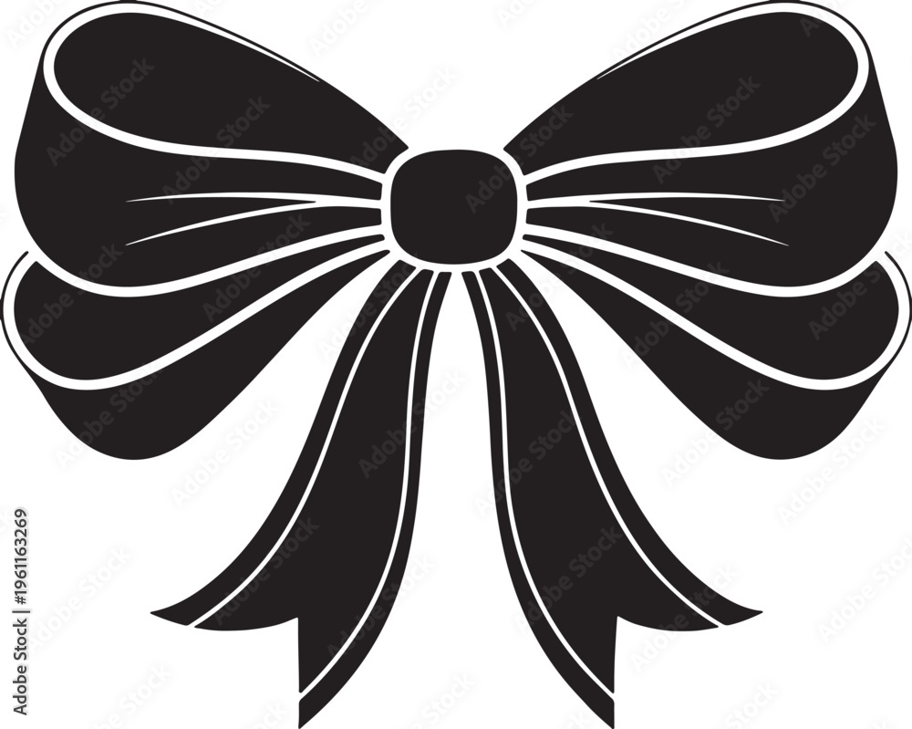 Fototapeta premium Decorative ribbon bow silhouette vector design for gift wrapping or holiday decoration .