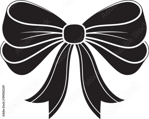 Decorative ribbon bow silhouette vector design for gift wrapping or holiday decoration .