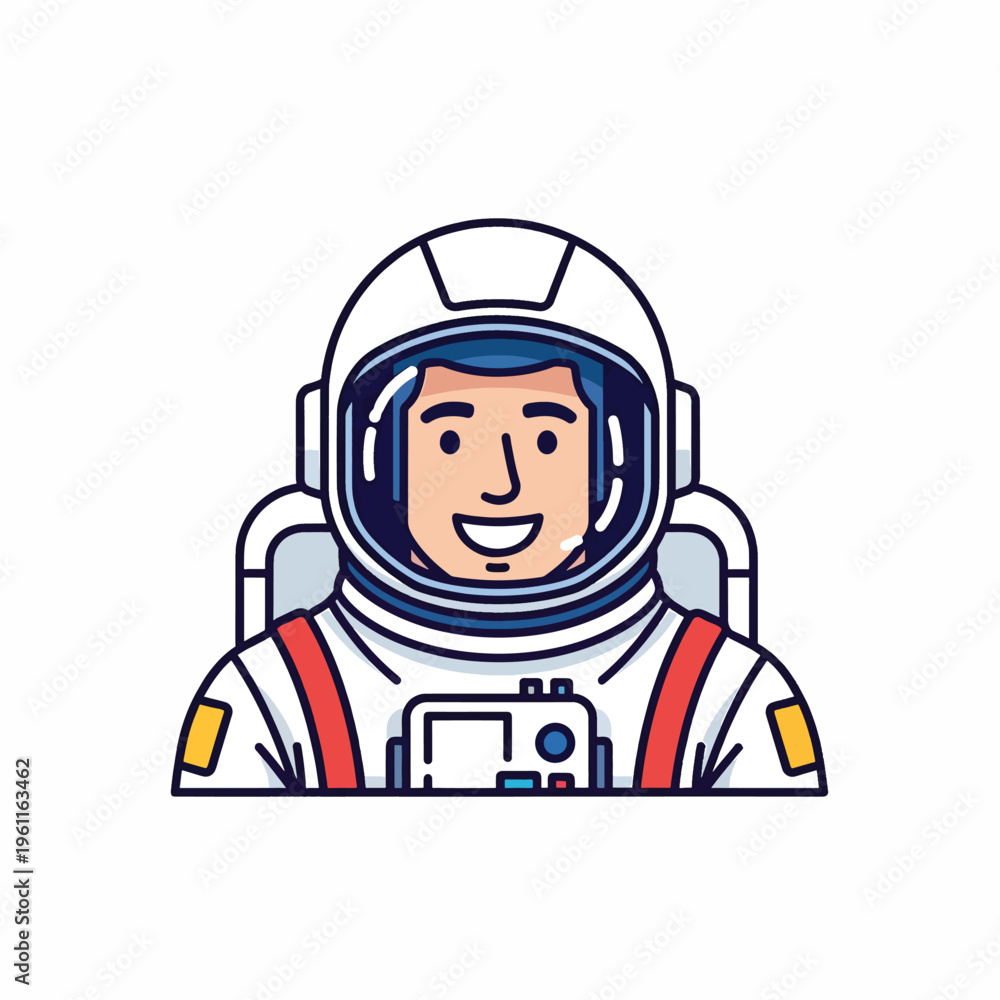 Fototapeta premium Astronaut in white space suit smiling.