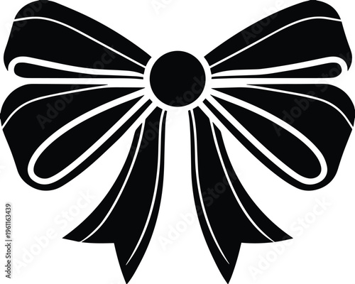 Decorative ribbon bow silhouette vector design for gift wrapping or holiday decoration .