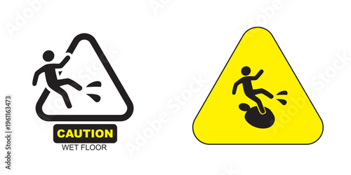 caution wet floor. wet floor sign