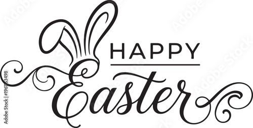 Easter greeting card with bunny ears and floral design