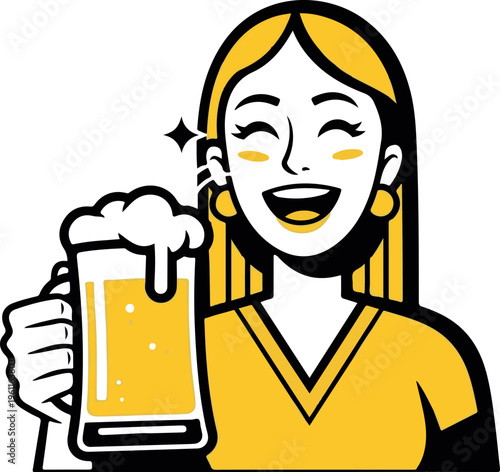 Woman enjoying a cold beer on a sunny day