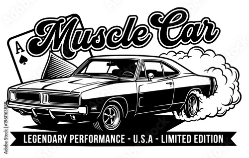 Tableau sur toile muscle car vector