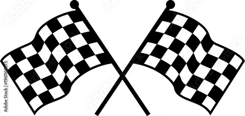 crossed checkered racing flags black and white vector