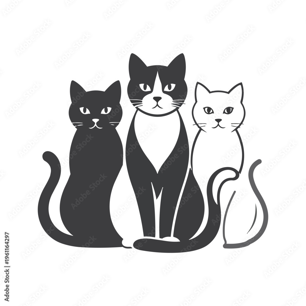 Obraz premium cute cat vector design for pet care black and white cat