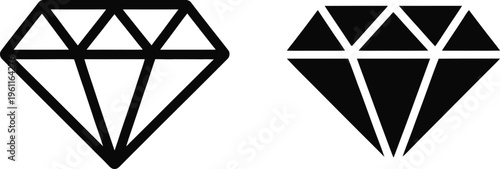 Diamond gem outline icon vector illustration luxury jewelry symbol treasure design element