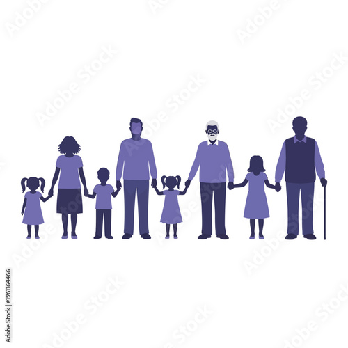 Multi Generational Family Holding Hands.