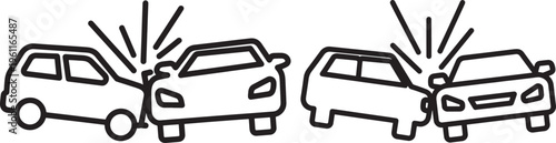 Two car accidents, side impact collisions, cartoon illustration, traffic incident, vehicle crash, insurance concept, Car Accident