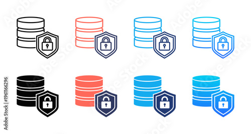 Data Protection icon sheet multiple style collection