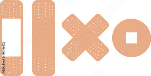 Adhesive bandage vector illustration, elastic medical plasters, different shapes, abstract concept, healthcare, isolated set