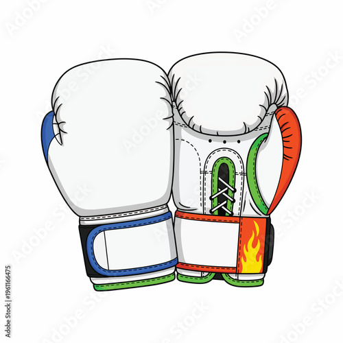 Colorful boxing gloves for fighting sports.